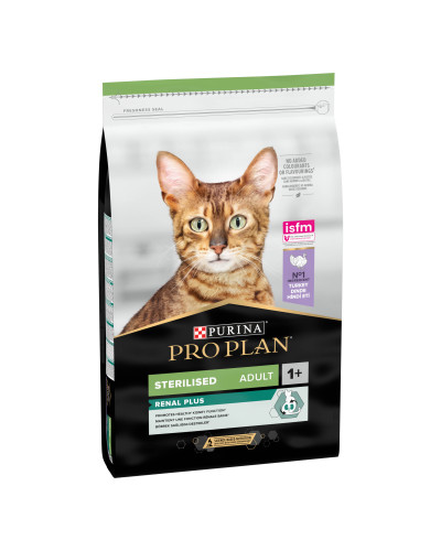 Сухий корм PRO PLAN Sterilised Adult 1+ Renal Plus для дорослих стерилізованих котів, з індичкою, 10 кг