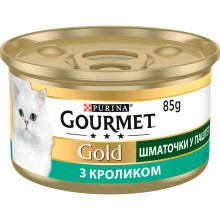 Влажный корм GOURMET Gold для взрослых кошек, кусочки в паштете, с кроликом, 85 г