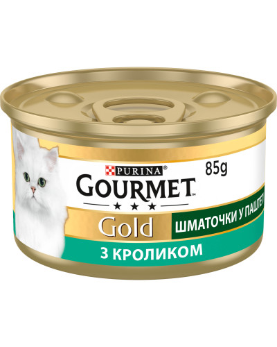 Влажный корм GOURMET Gold для взрослых кошек, кусочки в паштете, с кроликом, 85 г