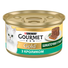 Влажный корм GOURMET Gold для взрослых кошек, кусочки в паштете, с кроликом, 85 г