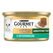 Влажный корм GOURMET Gold для взрослых кошек, кусочки в паштете, с кроликом, 85 г