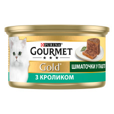 Вологий корм GOURMET Gold для дорослих котів, шматочки у паштеті, з кроликом, 85 г