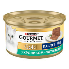 Вологий корм GOURMET Gold для дорослих котів, паштет, з кроликом, 85 г