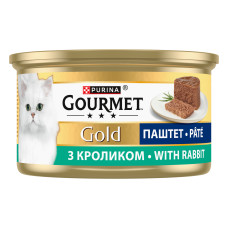 Вологий корм GOURMET Gold для дорослих котів, паштет, з кроликом, 85 г