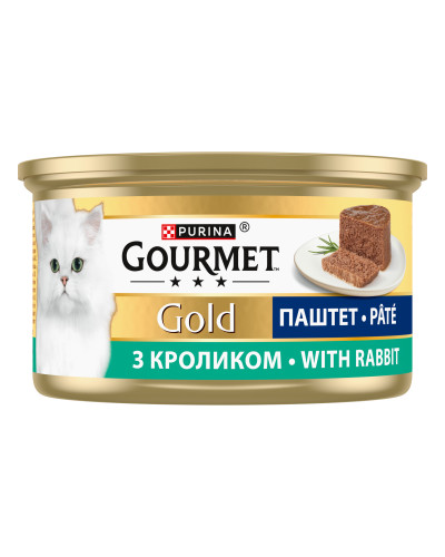 Влажный корм GOURMET Gold для взрослых кошек, паштет, с кроликом, 85 г