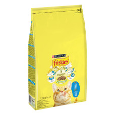 Сухий корм FRISKIES для дорослих котів, з лососем та овочами, 1,5 кг