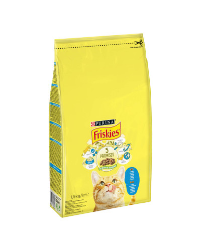 Сухий корм FRISKIES для дорослих котів, з лососем та овочами, 1,5 кг