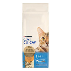 Сухий корм CAT CHOW Feline 3-in-1 для дорослих котів, з формулою потрійної дії, з куркою, 15 кг