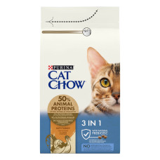 Сухий корм CAT CHOW Feline 3-in-1 для дорослих котів, з формулою потрійної дії, з куркою, 1,5 кг