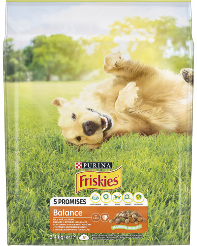 Сухий корм FRISKIES Balance для дорослих собак, з куркою, яловичиною та овочами, 2,4 кг