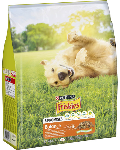 Сухий корм FRISKIES Balance для дорослих собак, з куркою, яловичиною та овочами, 2,4 кг
