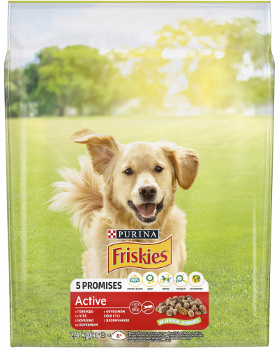 Сухий корм FRISKIES Active (Активний) для дорослих собак з підвищеною активністю, з яловичиною, 2,4 кг