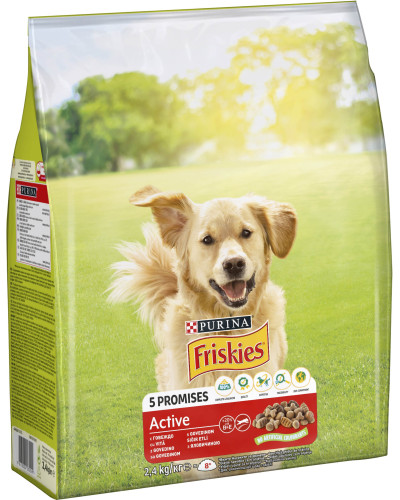 Сухий корм FRISKIES Active (Активний) для дорослих собак з підвищеною активністю, з яловичиною, 2,4 кг