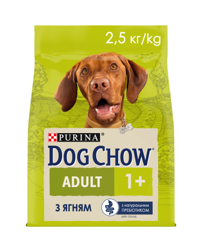 Сухой корм DOG CHOW Adult 1+ для взрослых собак, с ягненком, 2,5 кг