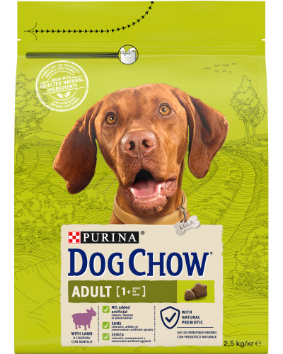 Сухой корм DOG CHOW Adult 1+ для взрослых собак, с ягненком, 2,5 кг