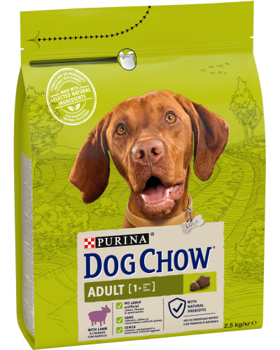 Сухой корм DOG CHOW Adult 1+ для взрослых собак, с ягненком, 2,5 кг