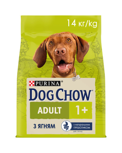 Сухой корм DOG CHOW Adult 1+ для взрослых собак, с ягненком, 14 кг