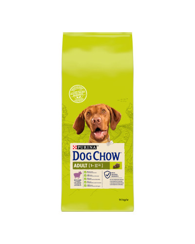 Сухой корм DOG CHOW Adult 1+ для взрослых собак, с ягненком, 14 кг