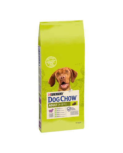 Сухой корм DOG CHOW Adult 1+ для взрослых собак, с ягненком, 14 кг