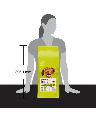 Сухой корм DOG CHOW Adult 1+ для взрослых собак, с ягненком, 14 кг