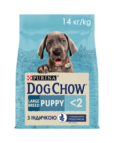 Сухий корм DOG CHOW Large Breed Puppy 2 для цуценят, з індичкою, 14 кг