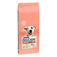 Сухой корм DOG CHOW Sensitive Adult 1+ для взрослых собак склонных к аллергии, с лососем, 14 кг