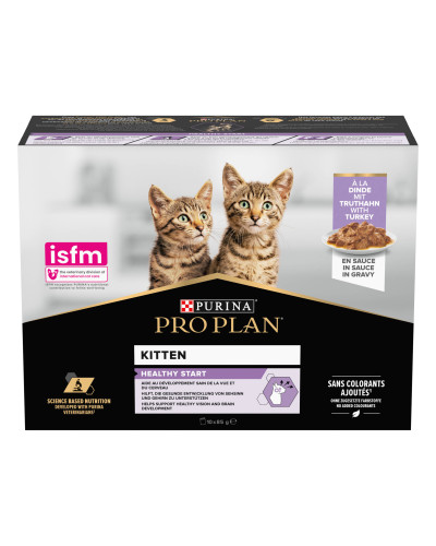 Влажный корм PRO PLAN Kitten Healthy Start для котят, кусочки в соусе, с индейкой, 10x85 г