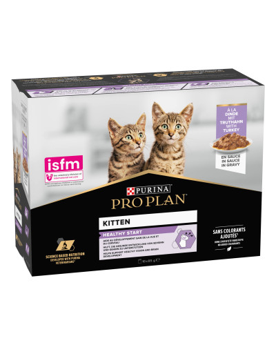 Влажный корм PRO PLAN Kitten Healthy Start для котят, кусочки в соусе, с индейкой, 10x85 г