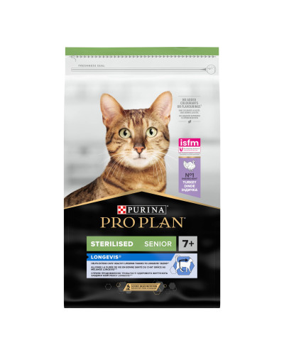 Сухой корм PRO PLAN Sterilised Senior 7+ Longevis для стерилизованных кошек от 7 лет, с индейкой, 10 кг