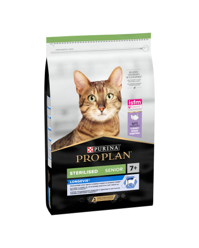 Сухой корм PRO PLAN Sterilised Senior 7+ Longevis для стерилизованных кошек от 7 лет, с индейкой, 10 кг
