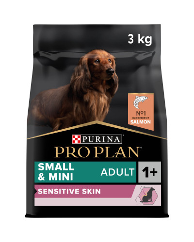 Сухий корм PRO PLAN Small&amp;amp;amp;Mini Adult 1+ Sensitive Skin для дорослих собак дрібних порід, з чутливою шкірою, з лососем, 3 кг