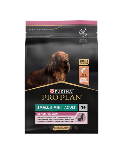 Сухий корм PRO PLAN Small&amp;amp;amp;Mini Adult 1+ Sensitive Skin для дорослих собак дрібних порід, з чутливою шкірою, з лососем, 3 кг