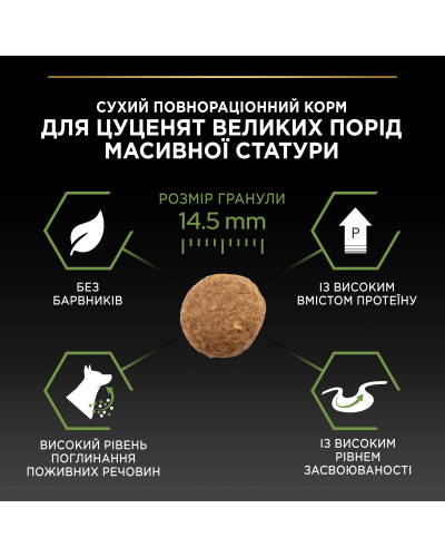 Сухий корм PRO PLAN Large Robust Puppy 2 Healthy Start для цуценят великих порід масивної статури, з куркою, 12 кг