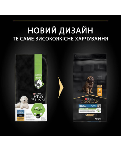 Сухий корм PRO PLAN Large Robust Puppy 2 Healthy Start для цуценят великих порід масивної статури, з куркою, 12 кг
