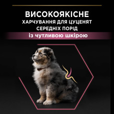 Сухий корм PRO PLAN Medium Puppy 1 Sensitive Skin для цуценят середніх порід, з чутливою шкірою, з лососем, 12 кг