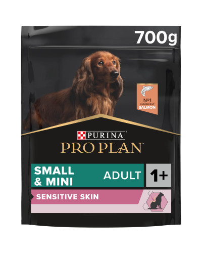 Сухий корм PRO PLAN Small&amp;amp;Mini Adult 1+ Sensitive Skin для дорослих собак дрібних порід, з чутливою шкірою, з лососем, 700 г