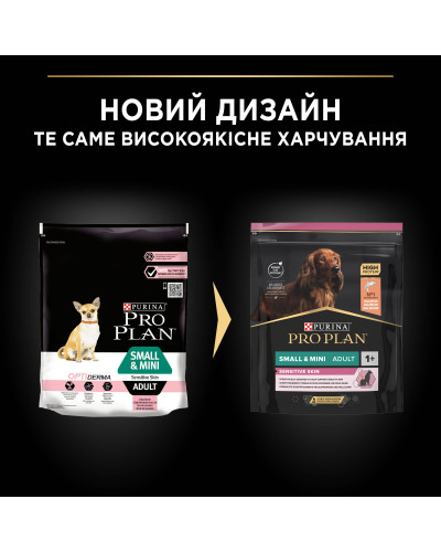 Сухий корм PRO PLAN Small&amp;amp;Mini Adult 1+ Sensitive Skin для дорослих собак дрібних порід, з чутливою шкірою, з лососем, 700 г