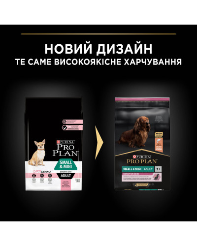 Сухий корм PRO PLAN Small&amp;amp;Mini Adult 1+ Sensitive Skin для дорослих собак дрібних порід, з чутливою шкірою, з лососем, 7 кг