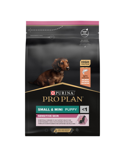 Сухий корм PRO PLAN Small&amp;amp;amp;Mini Puppy 1 Sensitive Skin  для цуценят дрібних порід, з чутливою шкірою, з лососем, 3 кг