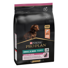 Сухой корм PRO PLAN Small and Mini Puppy 1 Sensitive Skin для щенков мелких пород, с чувствительной кожей, с лососем, 3 кг