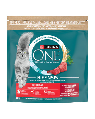 Сухий корм PURINA ONE Sterilcat для дорослих стерилізованих котів, комплекс Bifensis, з яловичиною, 1.5 кг