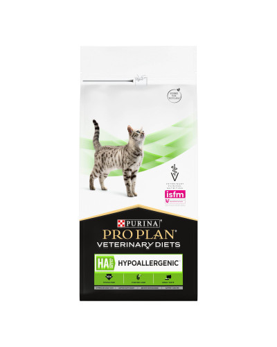 Сухий дієтичний корм PRO PLAN VETERINARY DIETS HA Hypoallergenic для дорослих котів та кошенят для зниження ознак інгредієнтної та нутрієнтної непереносимості, 1,3 кг