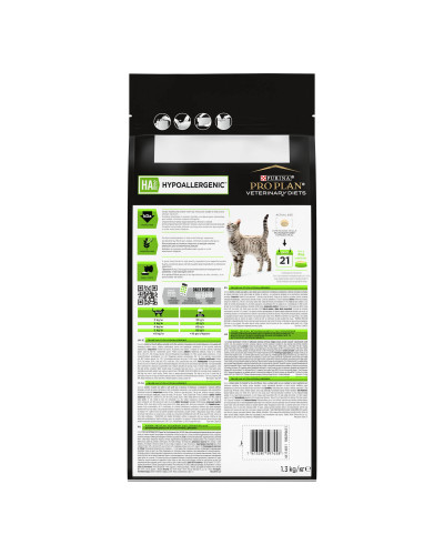 Сухий дієтичний корм PRO PLAN VETERINARY DIETS HA Hypoallergenic для дорослих котів та кошенят для зниження ознак інгредієнтної та нутрієнтної непереносимості, 1,3 кг