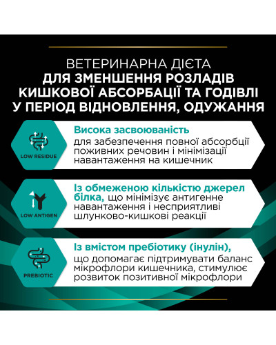 Сухий дієтичний корм PRO PLAN VETERINARY DIETS EN Gastrointestinal для кошенят та дорослих котів для зменшення розладів кишкової абсорбції та годівлі у період відновлення, одужання, 400 г
