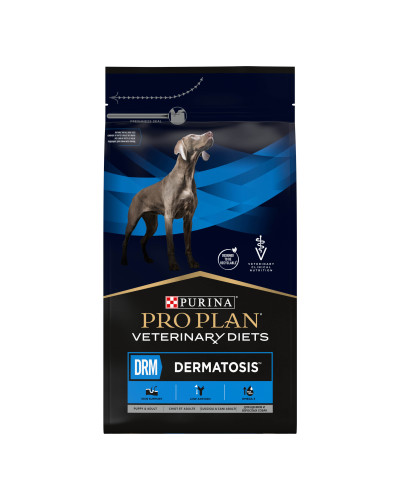 Сухой диетический корм PRO PLAN VETERINARY DIETS DRM Dermatosis для щенков и взрослых собак для поддержания функции кожи при дерматозах и чрезмерном выпадении шерсти, 3 кг