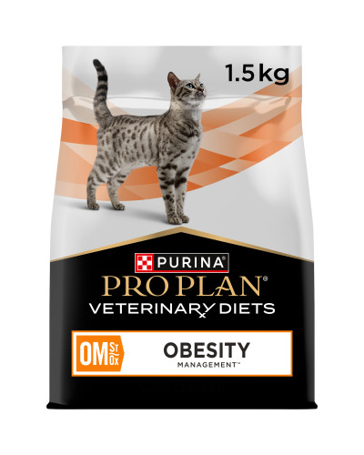 Сухий дієтичний корм PRO PLAN VETERINARY DIETS OM Obesity Management St/Ox для дорослих котів для зниження надмірної маси тіла, з куркою, 1.5 кг