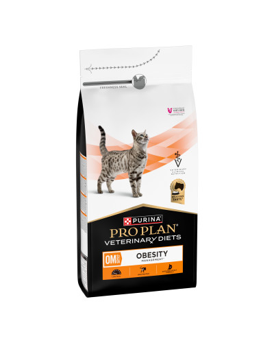 Сухий дієтичний корм PRO PLAN VETERINARY DIETS OM Obesity Management St/Ox для дорослих котів для зниження надмірної маси тіла, з куркою, 1.5 кг