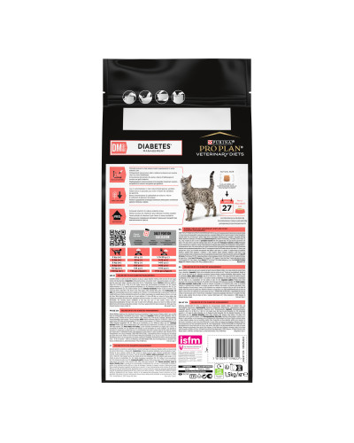 Сухий дієтичний корм PRO PLAN VETERINARY DIETS DM ST/OX Diabetes Managment для дорослих котів для регулювання надходження глюкози (цукровий діабет), 1,5 кг