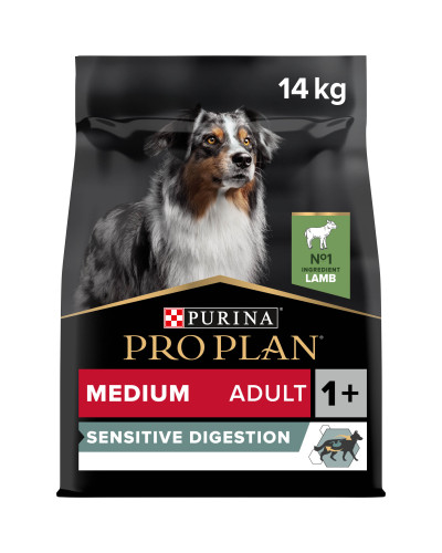 Сухий корм PRO PLAN Medium Adult 1+ Sensitive Digestion для дорослих собак середніх порід, з чутливим травленням, з ягням, 14 кг