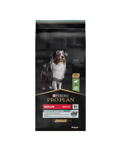 Сухий корм PRO PLAN Medium Adult 1+ Sensitive Digestion для дорослих собак середніх порід, з чутливим травленням, з ягням, 14 кг